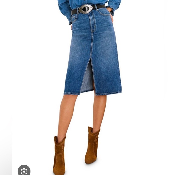 ba&sh Dona Denim Midi Skirt Size M Sold - Picture 2 of 11